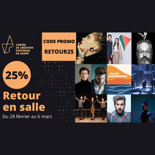 La culture revient par la grande porte à Gaspé avec la réouverture de la Salle de Spectacles! Après une pause qui a paru une éternité, le CCDG est emballé de revenir sur les planches et lance pour l’occasion sa grande promo de la relance culturelle! 