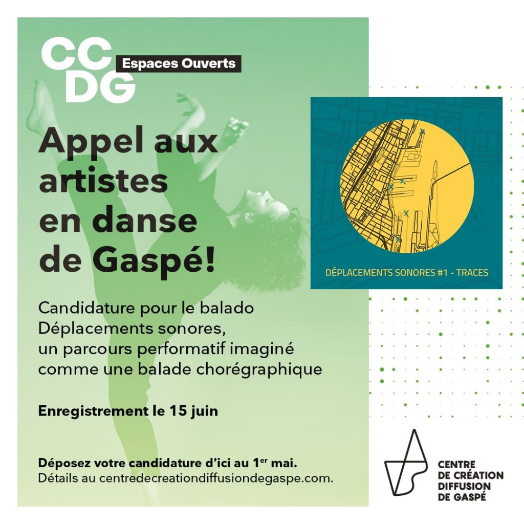 Dans le cadre de CCDG Espaces Ouverts, les créatrices Marie Béland et Anne Thériault invitent des artistes locaux à discuter et réfléchir sur les enjeux du territoire en arts vivants en traversant un parcours performatif imaginé comme une balade chorégraphique à Gaspé.  